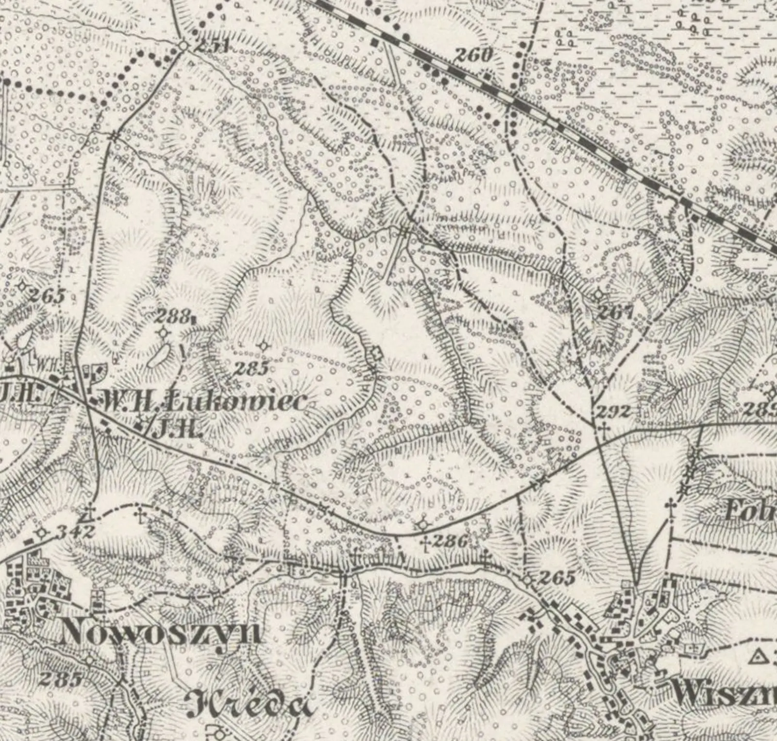 Łukowiec Wiszniowski na mapie z 1878 r.