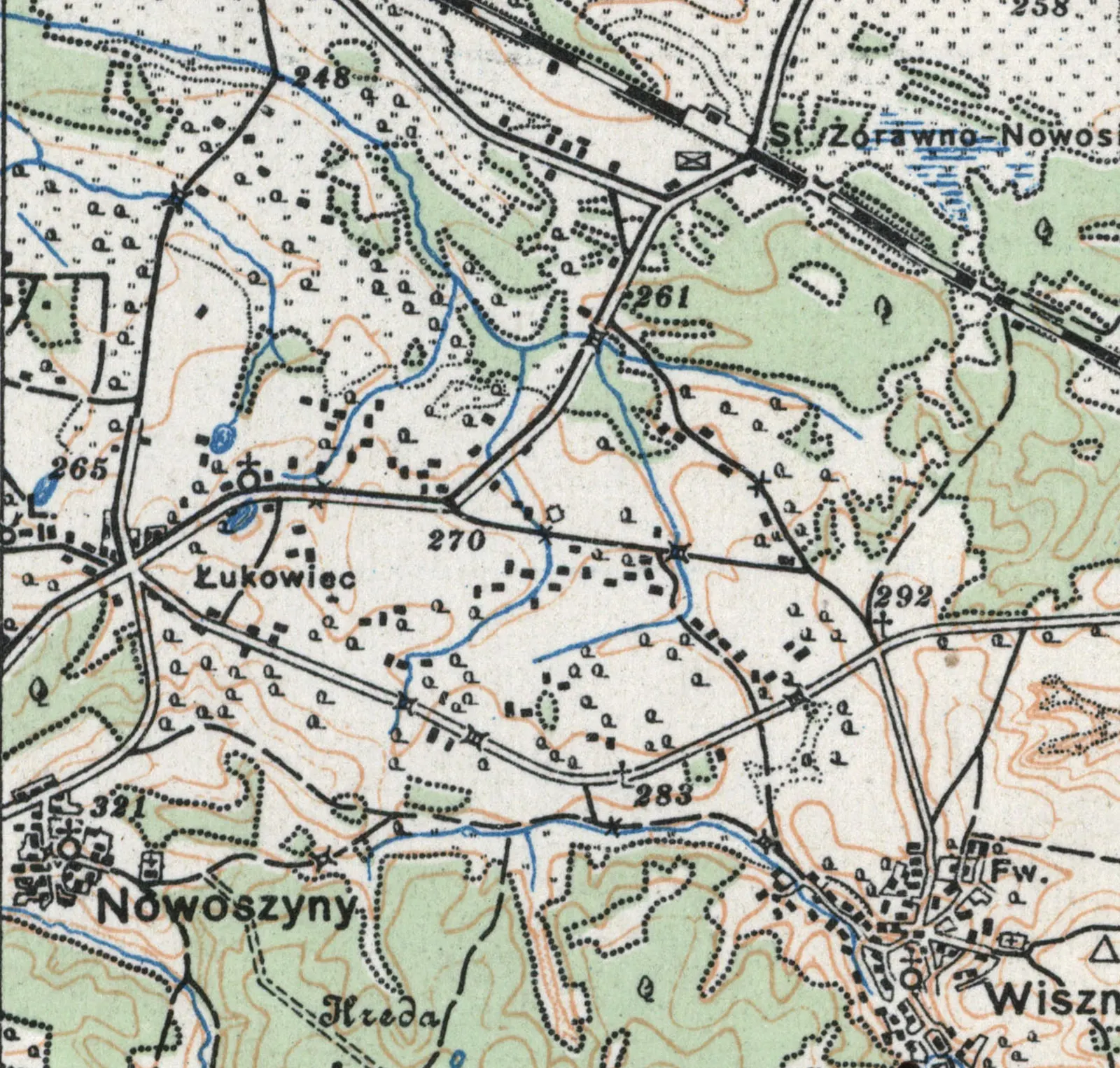 Łukowiec Wiszniowski na mapie z 1926 r.