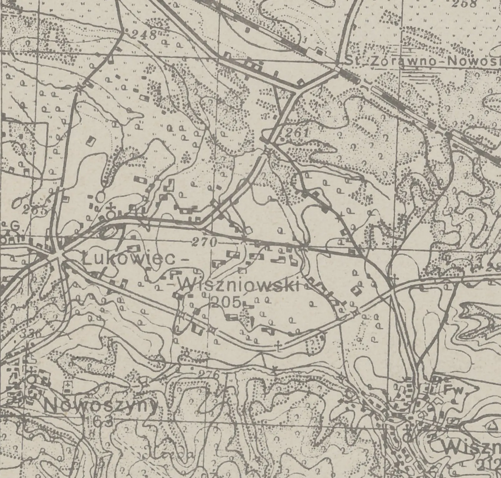Łukowiec Wiszniowski na mapie z 1942 r.